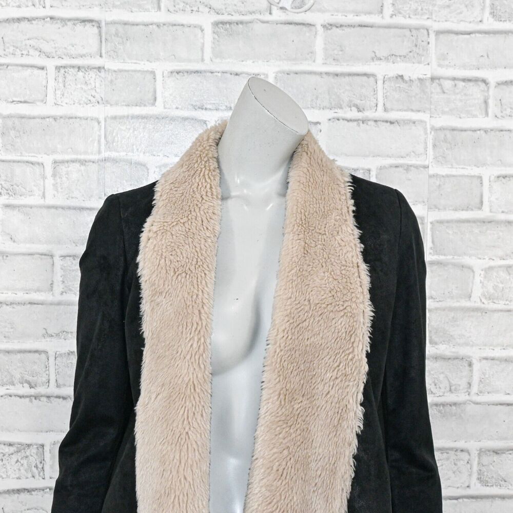 The Kooples Faux Shearling Jacket sherpa lined in black sz Small - Picture 8 of 9